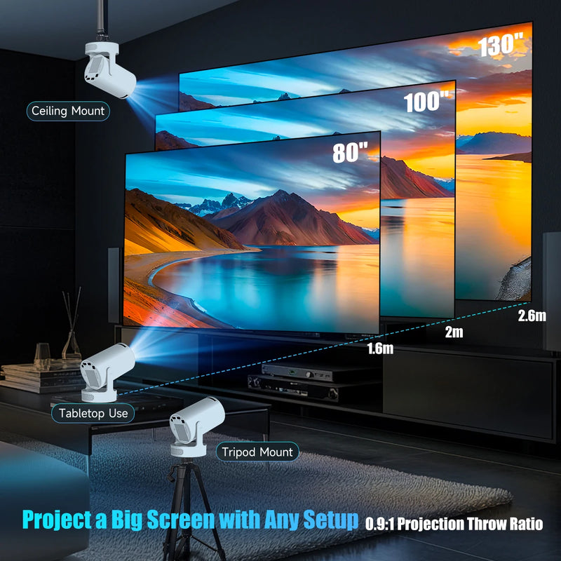 CineMax 4K – Proyector Portátil con WiFi 6 y Altavoz HiFi