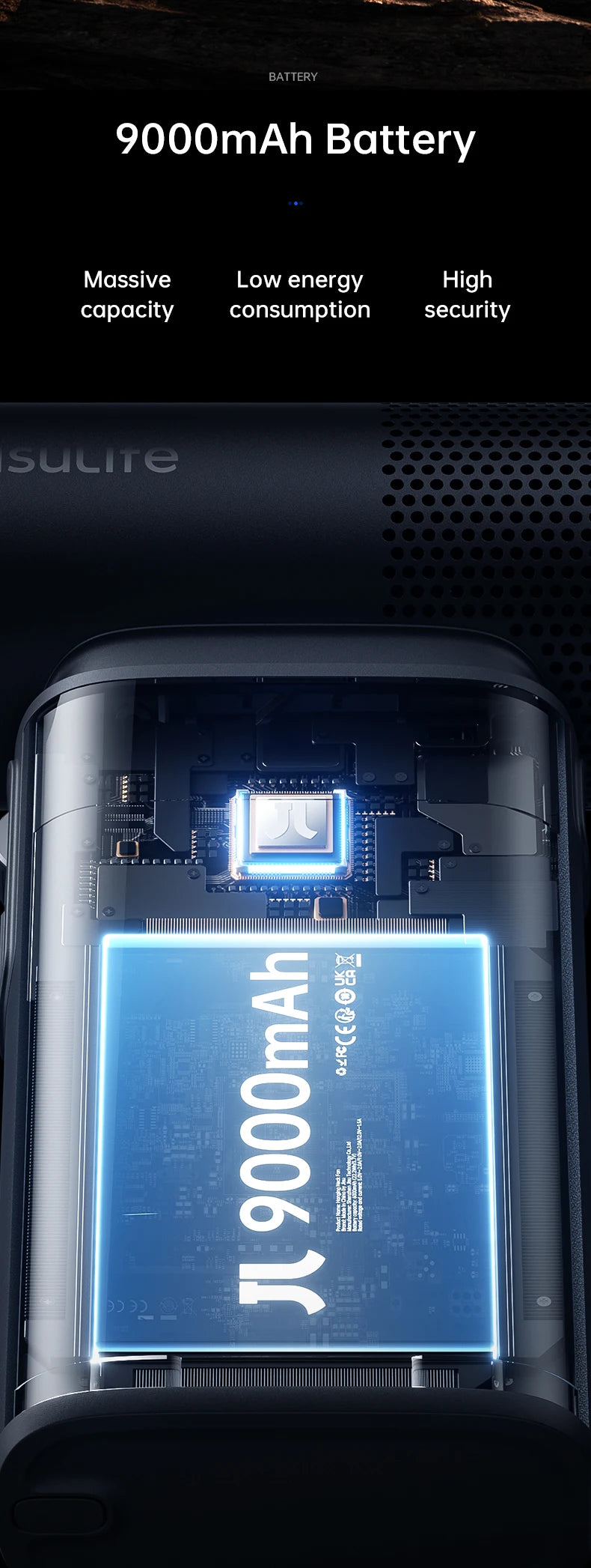 JISULIFE Handheld Fan Ultra 2, Powerful Turbo Jet Fan, 100 Speeds, 9000mAh Rechargeable Battery, LED Display, Outdoor Camping