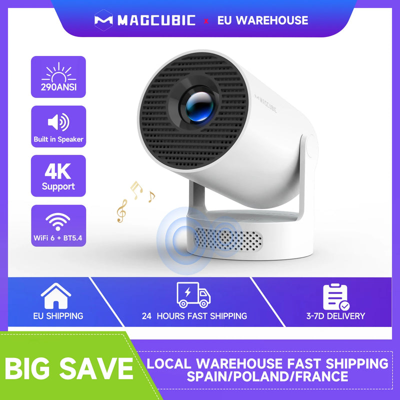 CineMax 4K – Proyector Portátil con WiFi 6 y Altavoz HiFi