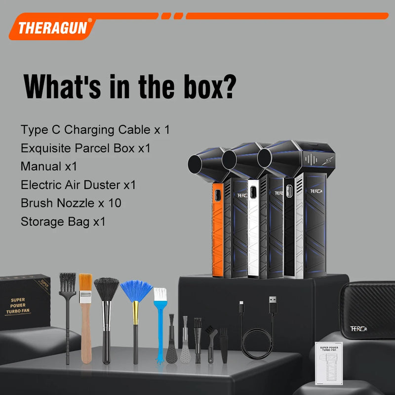 Updated X3Ultra Turbo Jet Fan,Mini Handheld 180000RPM Powerful Compressed air Duster for Car Dryer/PC/Home Cleaning-THERAGUN