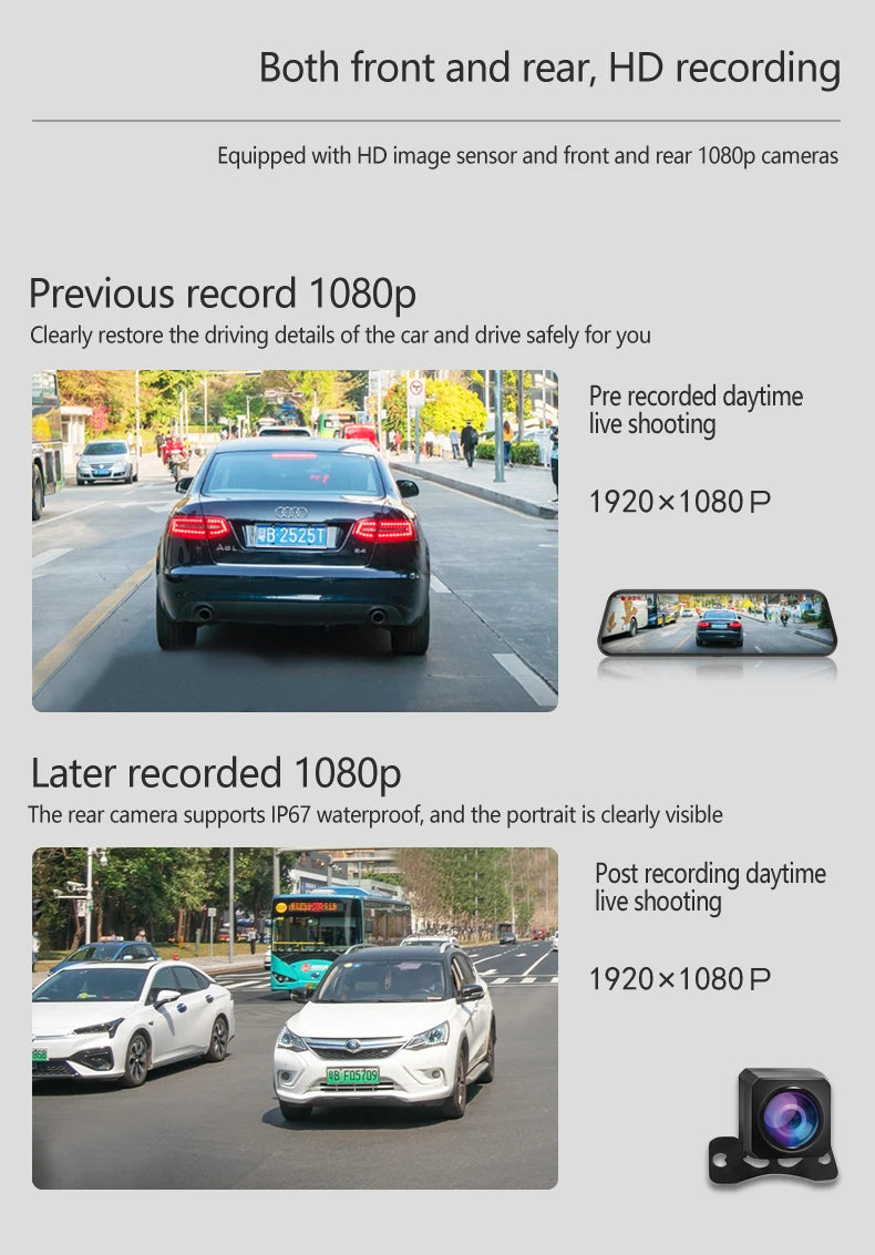 RoadView 10" Pro DVR Espejo