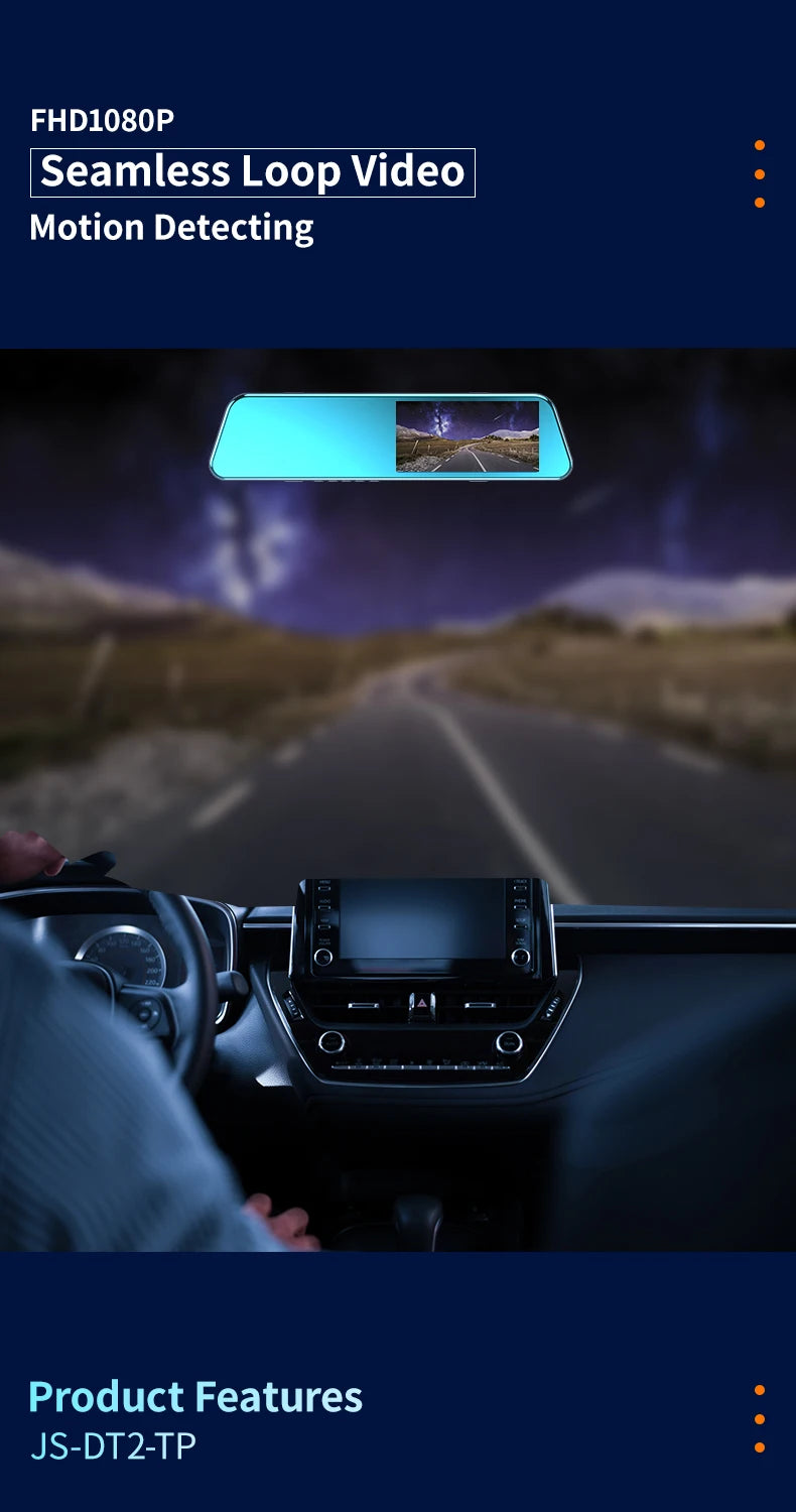 FrontRear Vision – Cámara DVR de Auto con Loop Recording