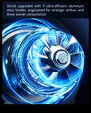 JISULIFE Handheld Fan Ultra 2, Powerful Turbo Jet Fan, 100 Speeds, 9000mAh Rechargeable Battery, LED Display, Outdoor Camping