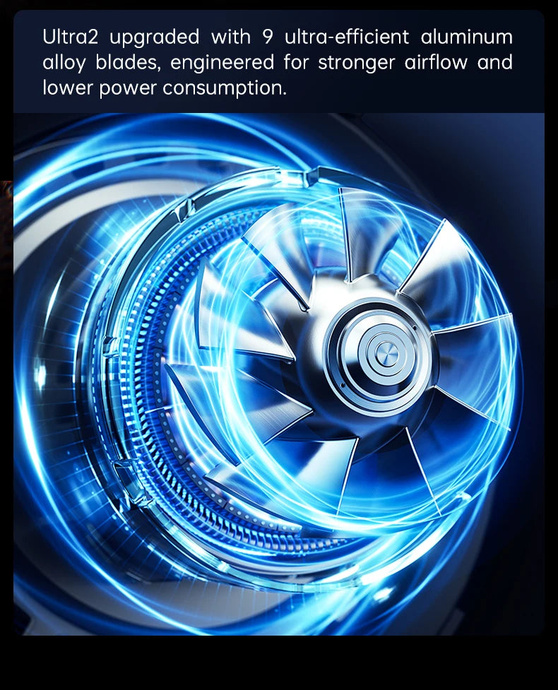 JISULIFE Handheld Fan Ultra 2, Powerful Turbo Jet Fan, 100 Speeds, 9000mAh Rechargeable Battery, LED Display, Outdoor Camping