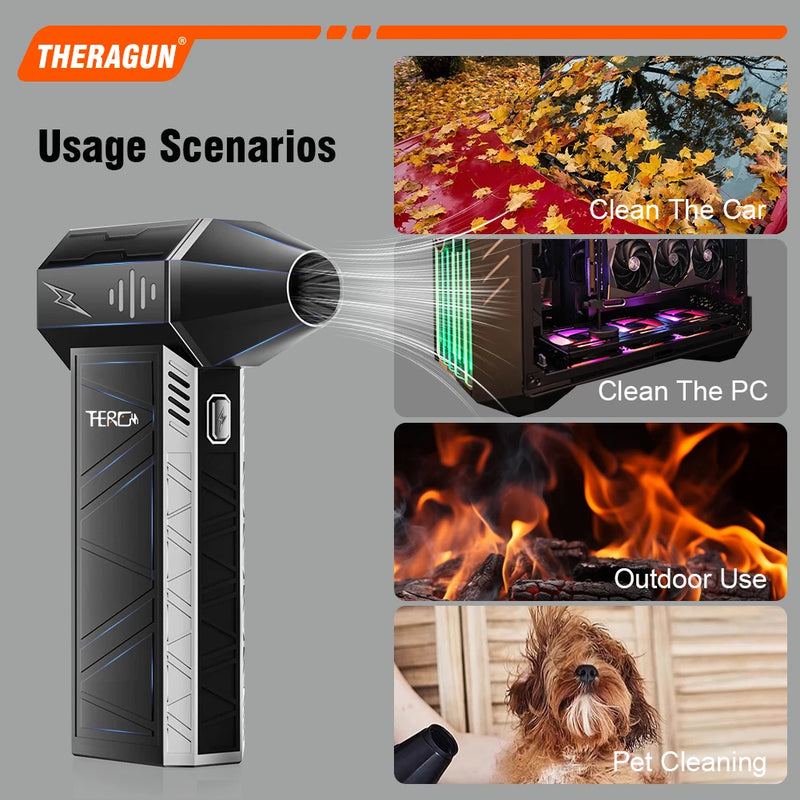 Updated X3Ultra Turbo Jet Fan,Mini Handheld 180000RPM Powerful Compressed air Duster for Car Dryer/PC/Home Cleaning-THERAGUN