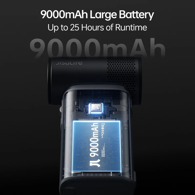 JISULIFE Handheld Fan Ultra 2, Powerful Turbo Jet Fan, 100 Speeds, 9000mAh Rechargeable Battery, LED Display, Outdoor Camping