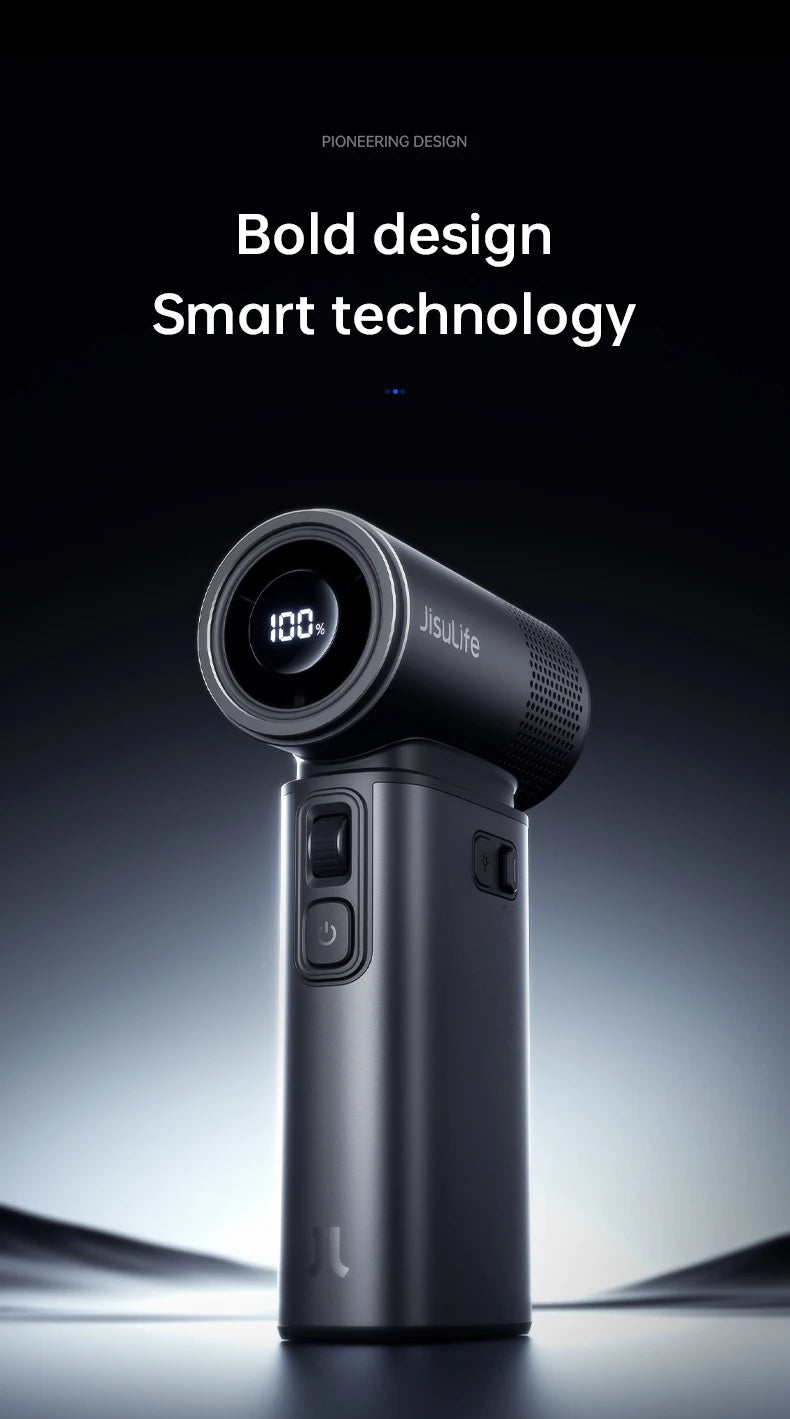 JISULIFE Handheld Fan Ultra 2, Powerful Turbo Jet Fan, 100 Speeds, 9000mAh Rechargeable Battery, LED Display, Outdoor Camping