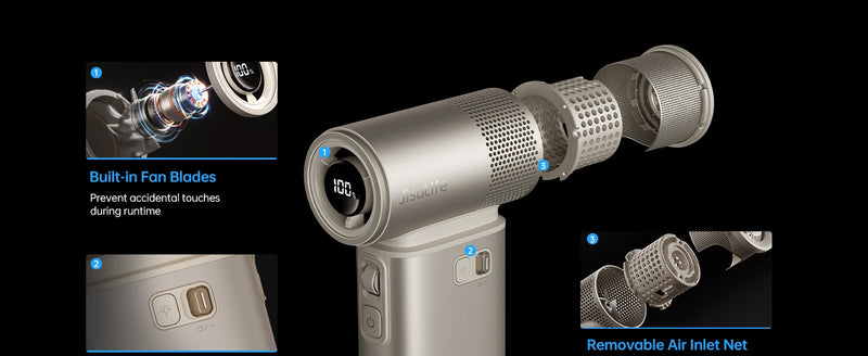 JISULIFE Handheld Fan Ultra 2, Powerful Turbo Jet Fan, 100 Speeds, 9000mAh Rechargeable Battery, LED Display, Outdoor Camping