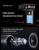JISULIFE Handheld Fan Ultra 2, Powerful Turbo Jet Fan, 100 Speeds, 9000mAh Rechargeable Battery, LED Display, Outdoor Camping