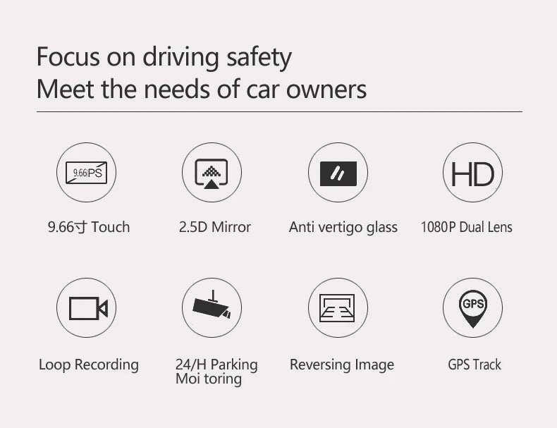RoadView 10" Pro DVR Espejo