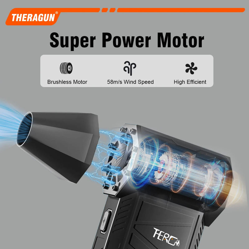 Updated X3Ultra Turbo Jet Fan,Mini Handheld 180000RPM Powerful Compressed air Duster for Car Dryer/PC/Home Cleaning-THERAGUN