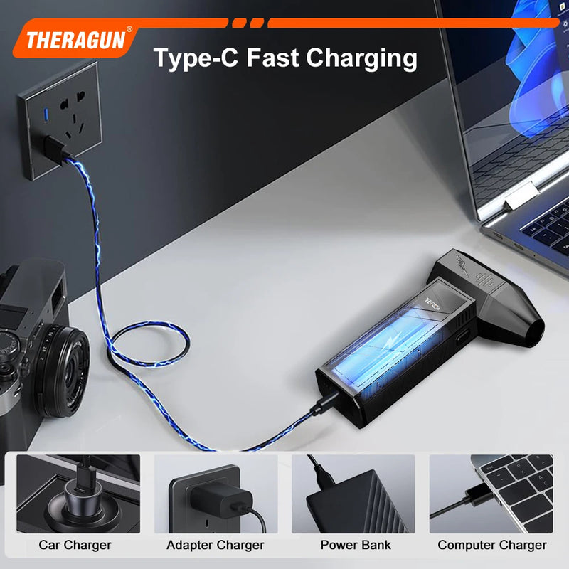 Updated X3Ultra Turbo Jet Fan,Mini Handheld 180000RPM Powerful Compressed air Duster for Car Dryer/PC/Home Cleaning-THERAGUN