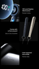 JISULIFE Handheld Fan Ultra 2, Powerful Turbo Jet Fan, 100 Speeds, 9000mAh Rechargeable Battery, LED Display, Outdoor Camping